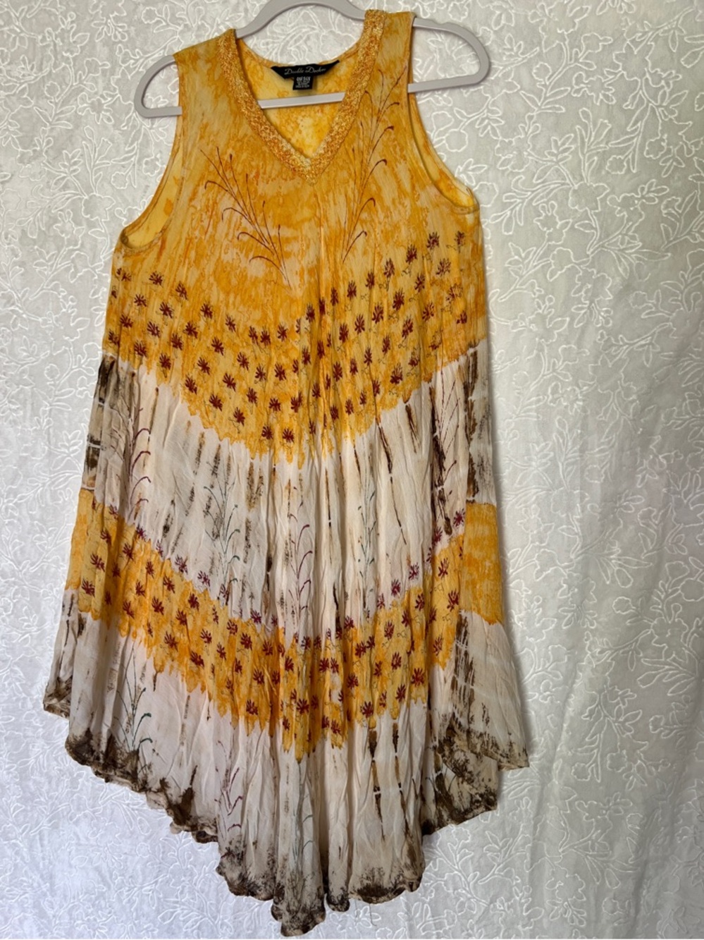 Sleeveless Yellow & Cream Floral Midi Dress